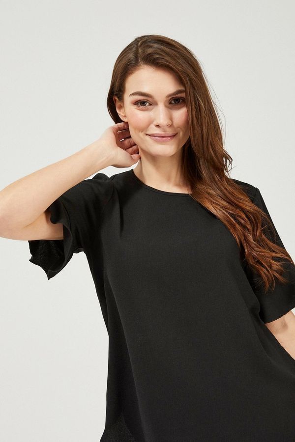 Moodo Shirt with ruffle sleeves - black