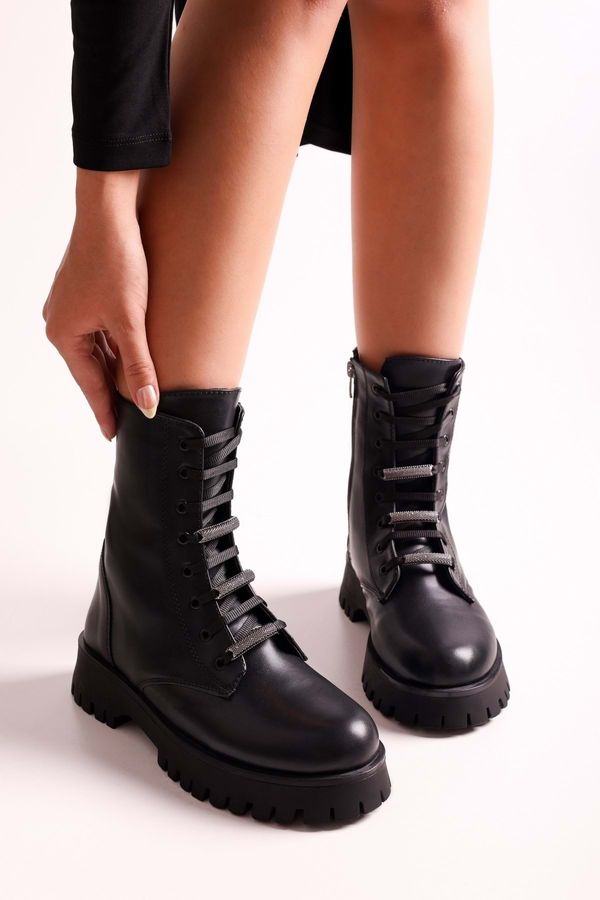 Shoeberry Shoeberry Women's Bowen Black Leather Boots Boots, Black Skin.