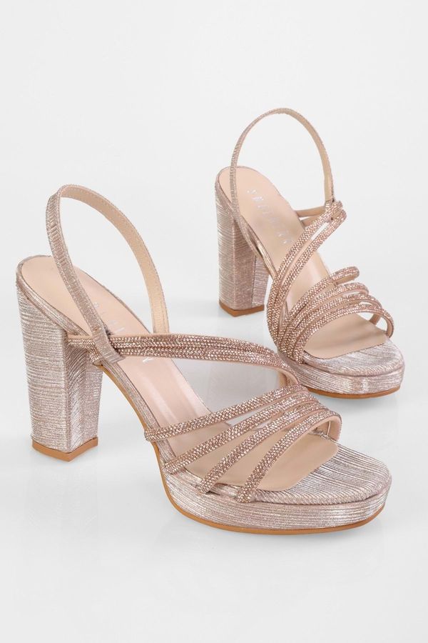 Shoeberry Shoeberry Women's Malia Rose Glitter Platform Heeled Shoes