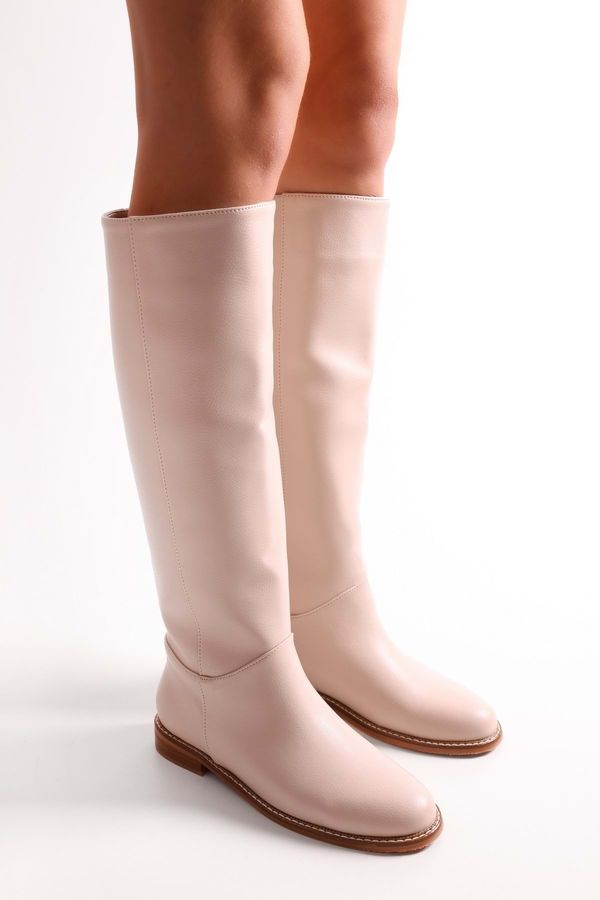 Shoeberry Shoeberry Women's Mori Beige Skin Riding Boots Beige Skin