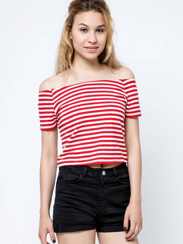 Yups Short blouse with carmen neckline white with red stripes