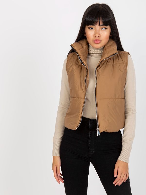 Fashionhunters Short down vest OCH BELLA light brown