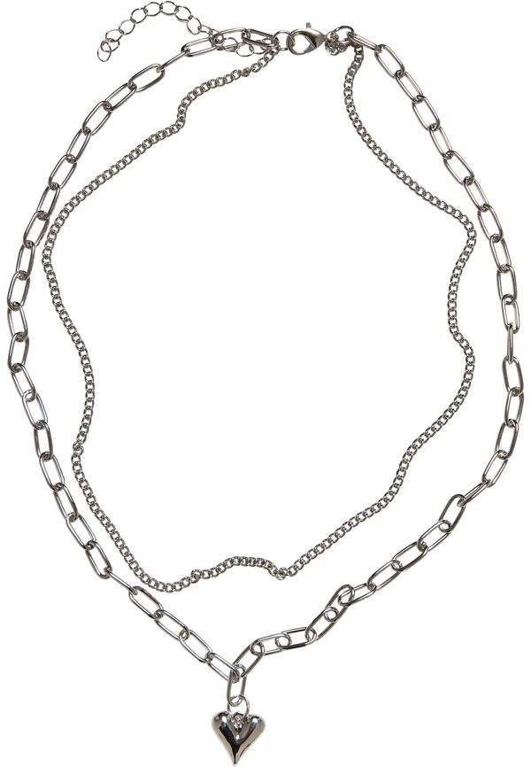 Urban Classics Accessoires Silver necklace with heart icon layering