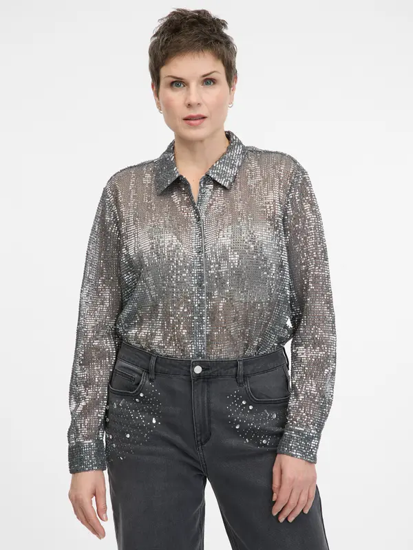 Orsay Silver Women's Collared Blouse ORSAY - Women's