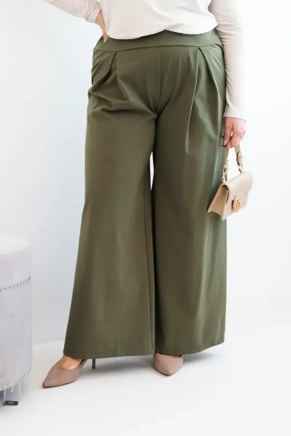 Kesi Włoski Široke hlače Kesi Plus Size kaki
