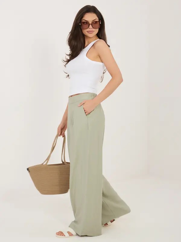 Sublevel Široke hlače pistacijeve barve z žepi