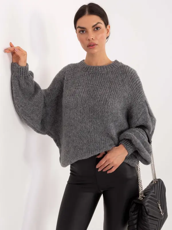 Italy Moda Siv pleteni pulover
