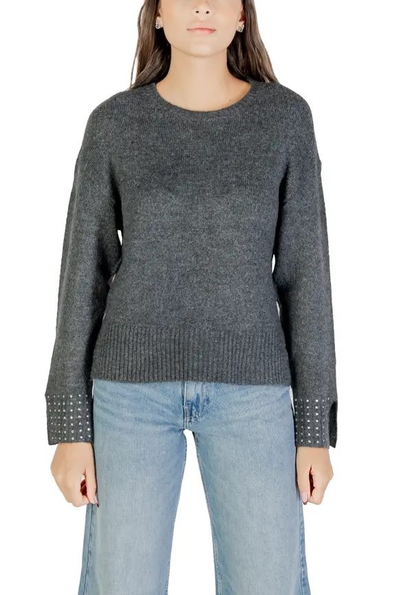 Only Siv pulover z okroglim izrezom