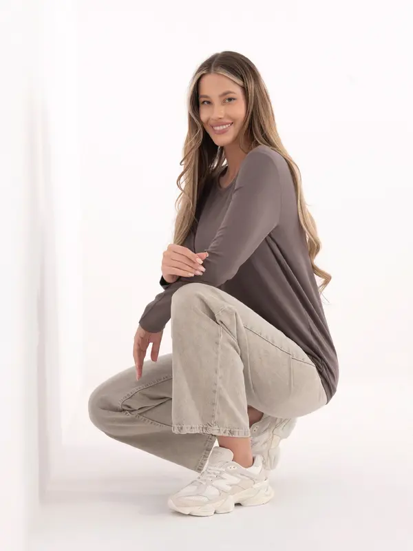 RELEVANCE Siva bluza z dolgimi rokavi