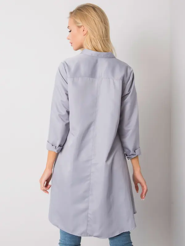 ex moda Siva majica s podaljšanim hrbtom