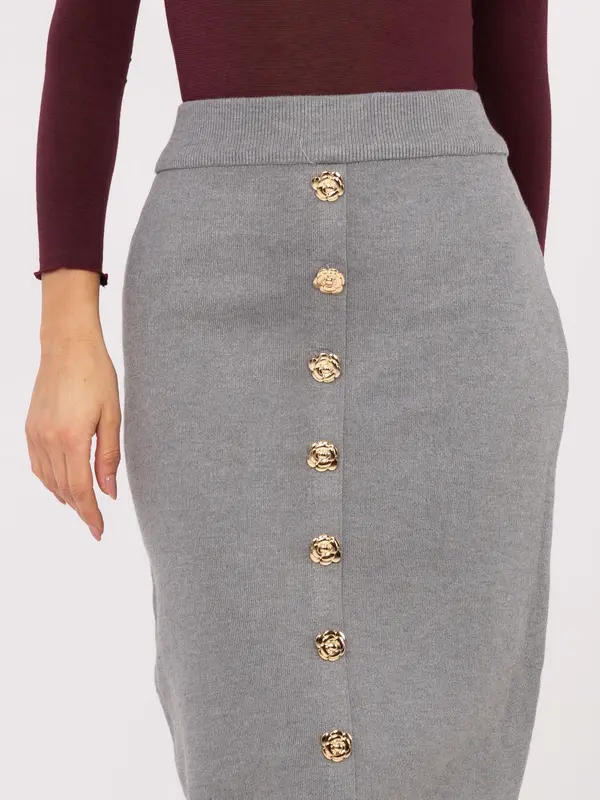 Factory Price Sivo midi krilo z gumbi