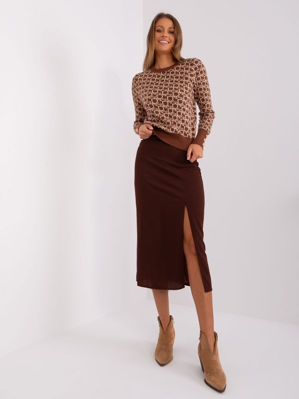 Fashionhunters Skirt-LK-SD-509445.72P-dark brown