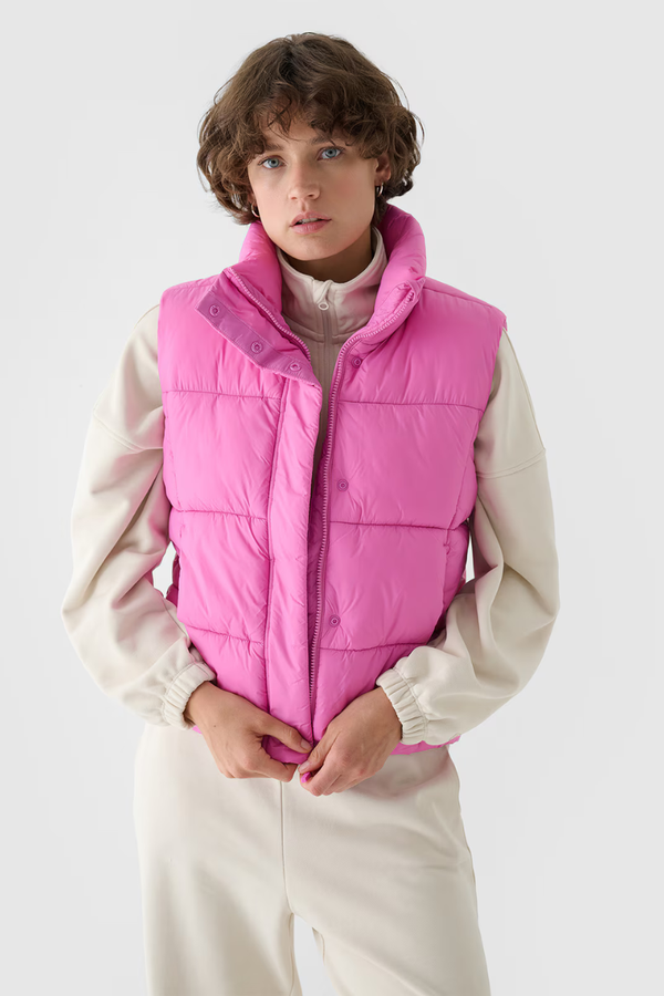 4F Sleeveless Padded Jacket With Synthetic Filling Pink 4F 4FWAW24TVJ