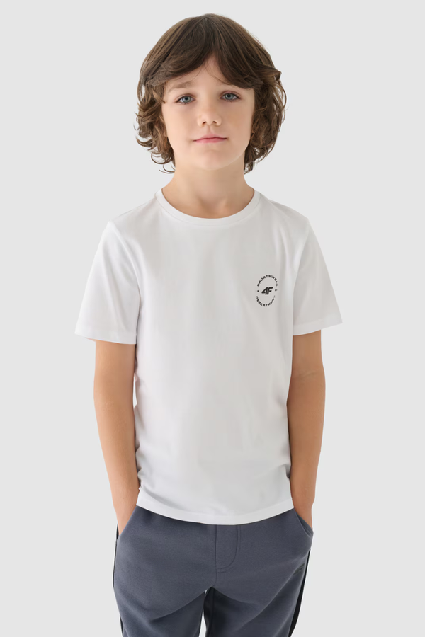 4F Smooth Cotton Boys T-shirt Regular White 4FJWAW24TTS