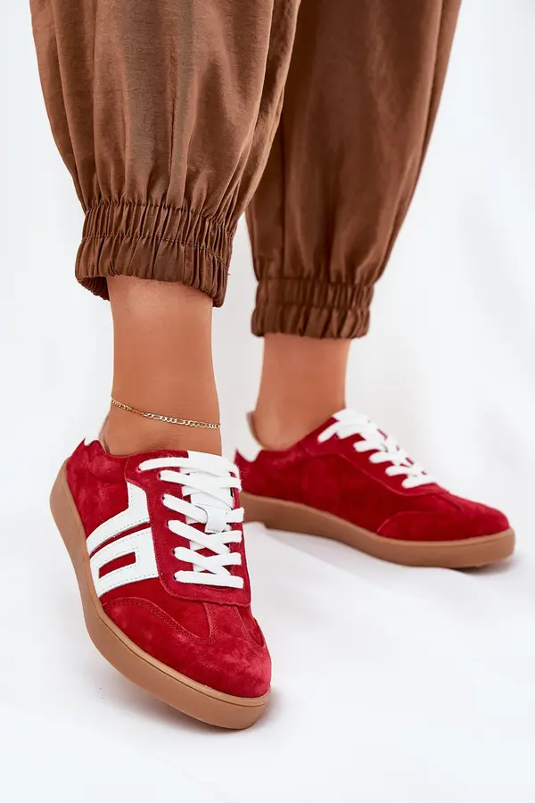 VINCEZA Sneakers Sports Shoes Suede Red Vinceza 79517