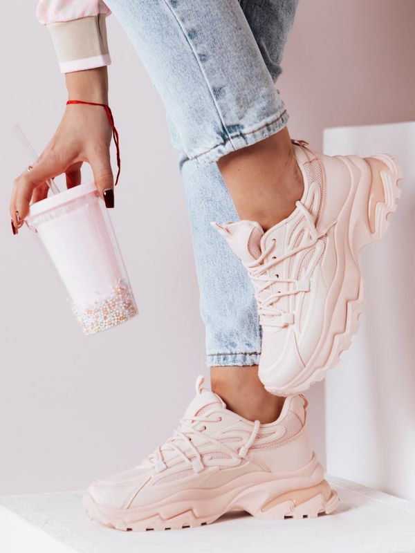 DStreet Sneakersy damskie na grubszej podeszwie SOFTLACE różowe Dstreet