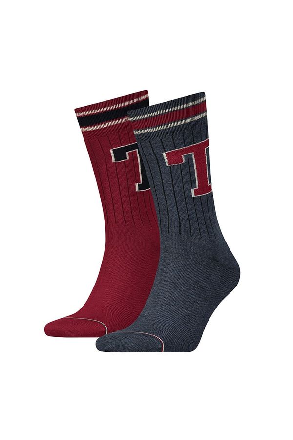Tommy Hilfiger Socks - Tommy Hilfiger Patch Sock 2 pack grey and burgundy
