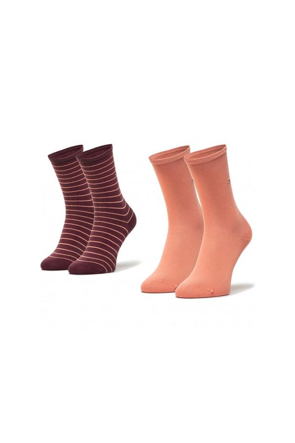 Tommy Hilfiger Socks - Tommy Hilfiger Stripes 2 pack pink, burgundy