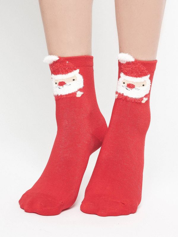 Yups Socks with Santa Claus application red