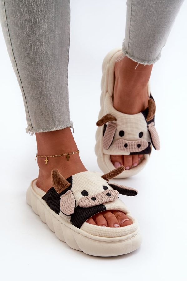 Kesi Soft and comfortable women's slippers Light beige cow Paivessa
