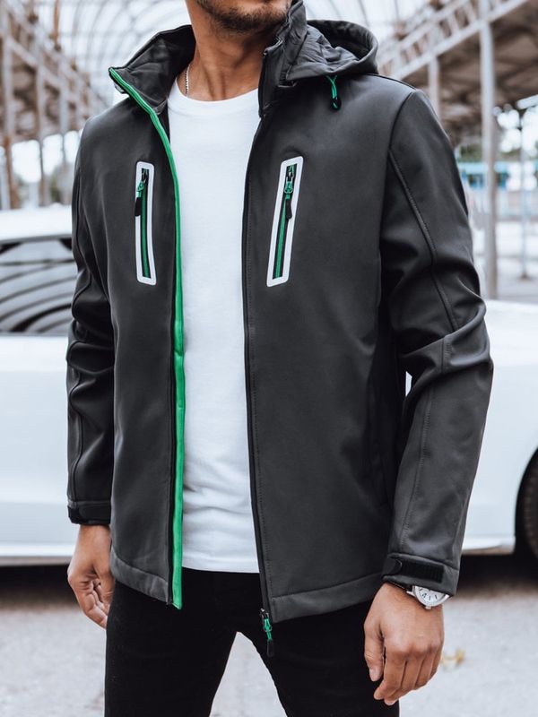 DStreet Softshellowa kurtka męska z kapturem ciemnoszara Dstreet