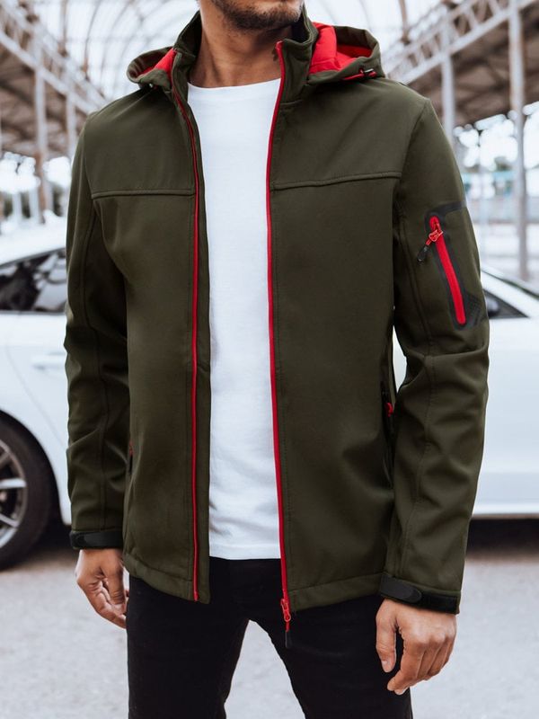 DStreet Softshellowa kurtka męska z kapturem zielona Dstreet