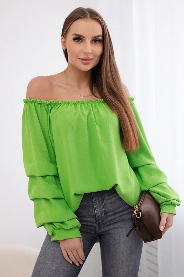 Kesi Spanish blouse with decorative sleeves bright green