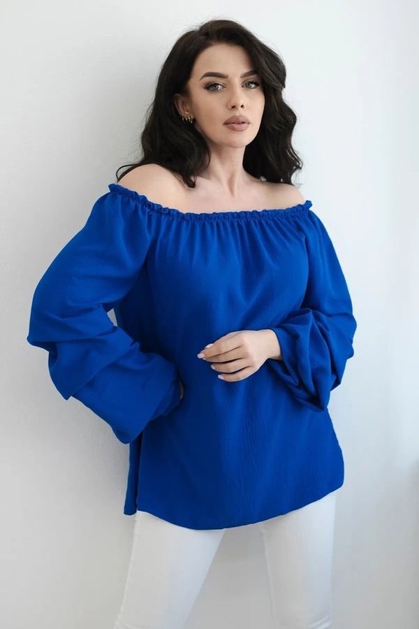 Kesi Spanish blouse with decorative sleeves cornflower blue
