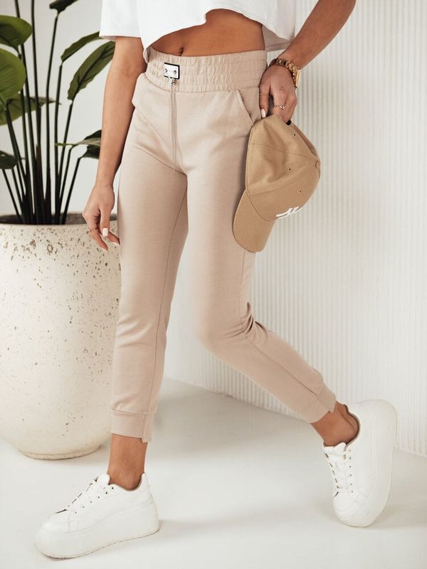 DStreet Spodnie damskie dresowe DAVE beżowe Dstreet