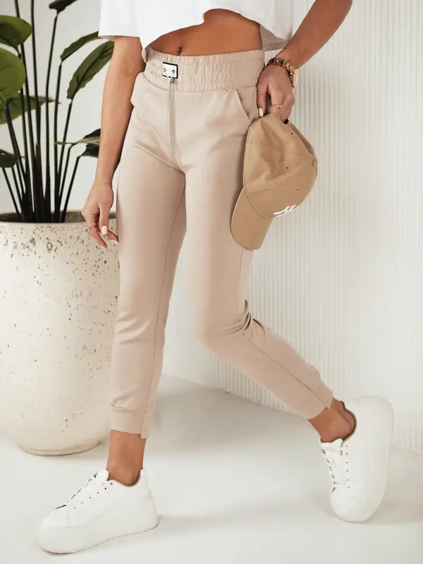 DStreet Spodnie damskie dresowe DAVE beżowe Dstreet