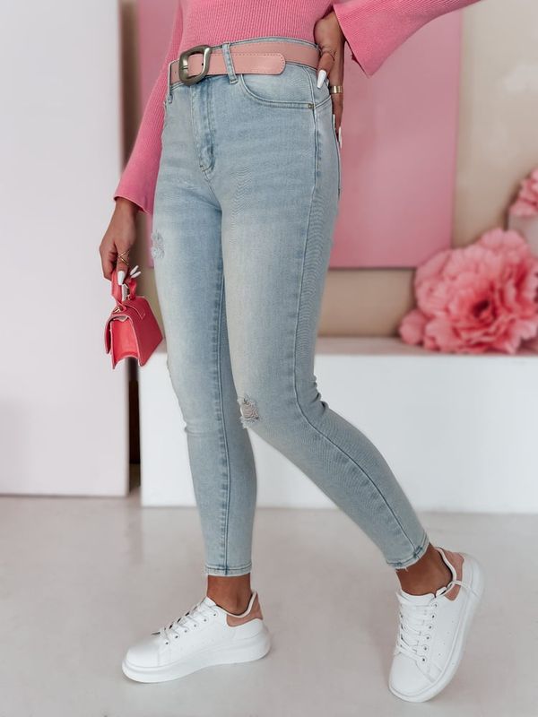 DStreet Spodnie damskie jeansowe skinny z paskiem SLIMIVI niebieskie Dstreet