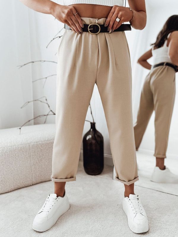 DStreet Spodnie damskie materiałowe LARA kamelowe Dstreet