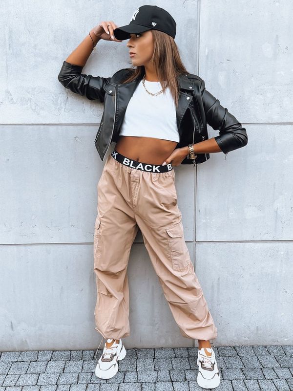 DStreet Spodnie damskie spadochronowe DAVOS beżowe Dstreet