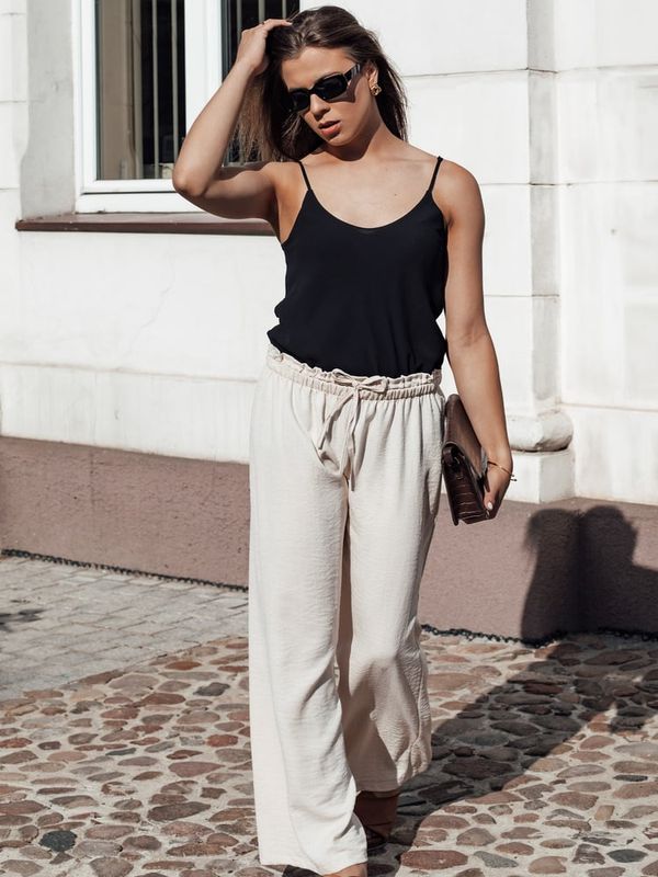 DStreet Spodnie damskie wide leg MADDIE jasnobeżowe Dstreet