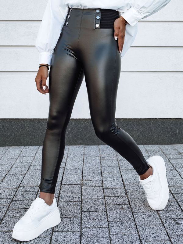 DStreet Spodnie damskie woskowane z wysokim stanem TARMZ czarne Dstreet