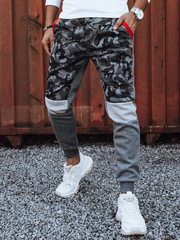 DStreet Spodnie męskie dresowe camo antracytowe Dstreet