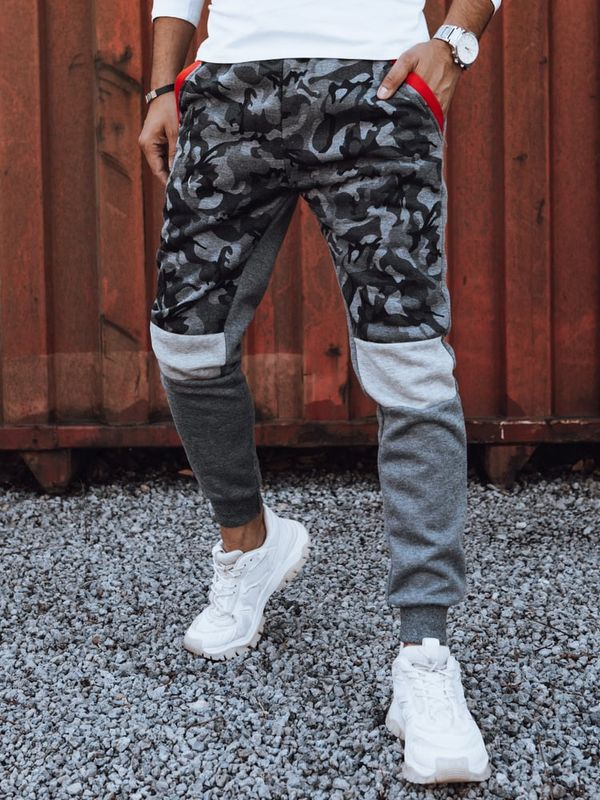 DStreet Spodnie męskie dresowe camo antracytowe Dstreet