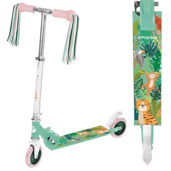 Spokey Spokey DUKE Scooter with tassels, 125 mm, green-pink