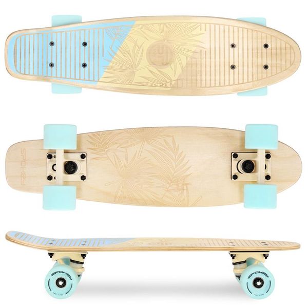 Spokey Spokey WOO-FISH Wooden pennyboard 56 x 15 cm, ABEC7, light blue