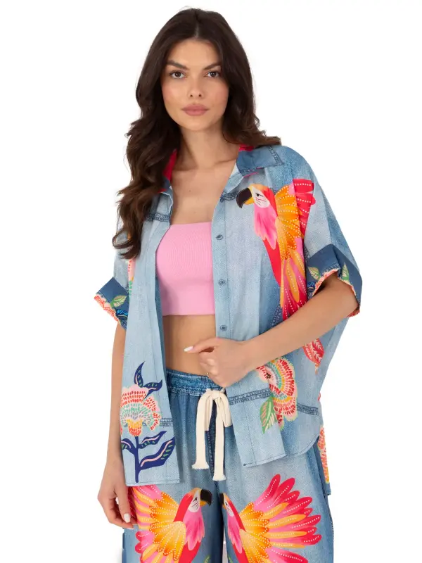 Italy Moda Srajca z vzorcem papige