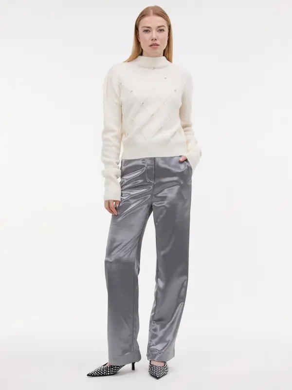 Orsay Srebrne satenaste hlače ORSAY