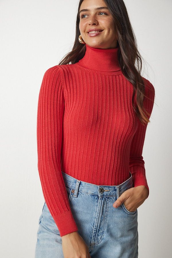 Happiness İstanbul Sreča İstanbul Ženska temno oranžna Turtleneck Osnovni pulover Corduroy