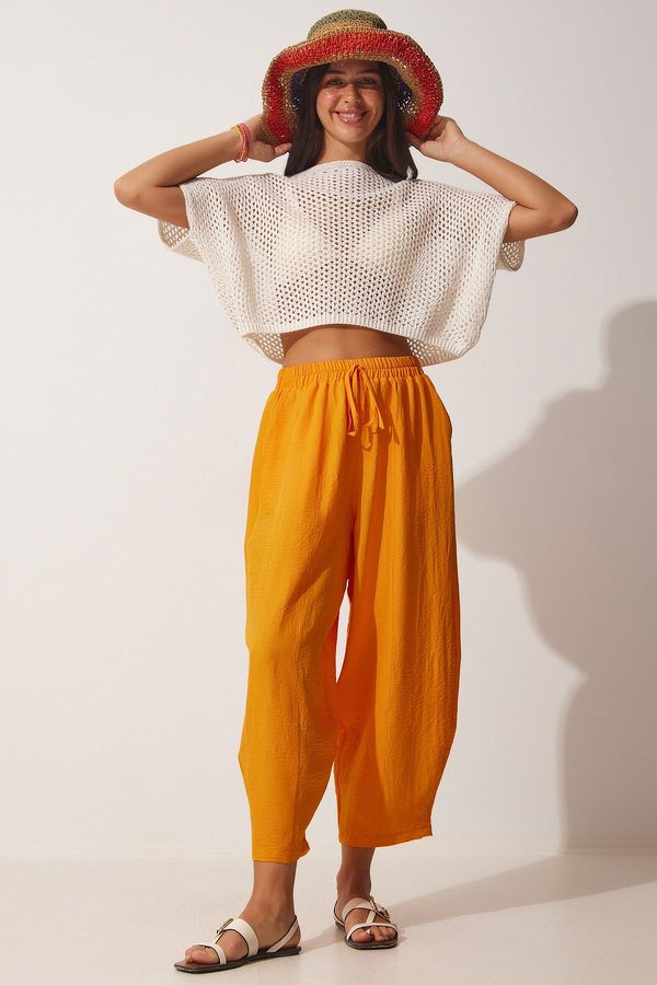 Happiness İstanbul Sreča Istanbul Ženske oranžne žepne pomožne baggy hlače