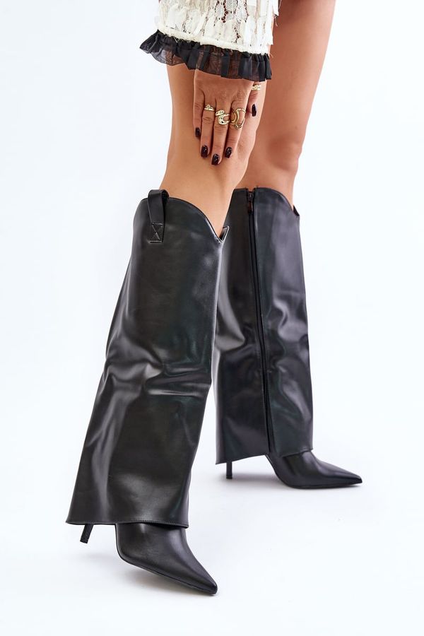 PG2 Stiletto heel boots with a bent upper Black Bellinna