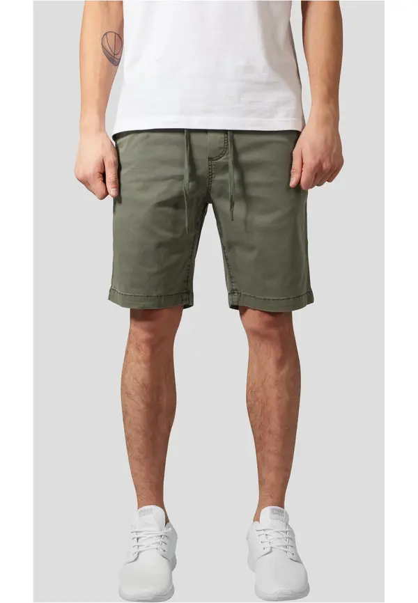 Urban Classics Stretch twill Joggshorts olive