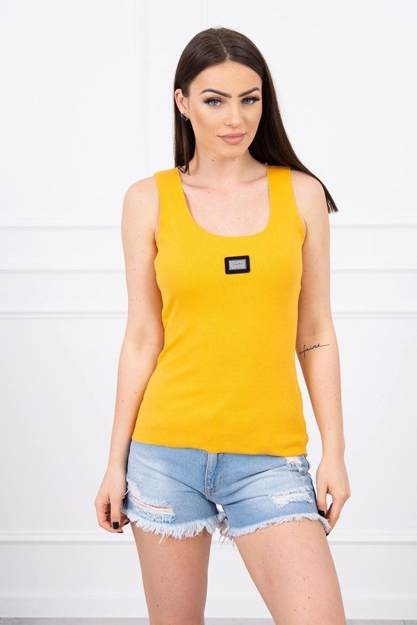 Kesi Striped blouse with a metal mustard plate