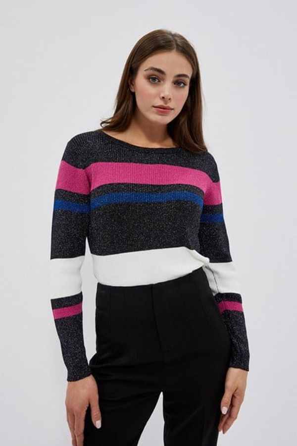 Moodo Striped sweater with metallic thread