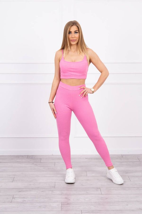 Kesi Striped top set with a blouse in light pink color