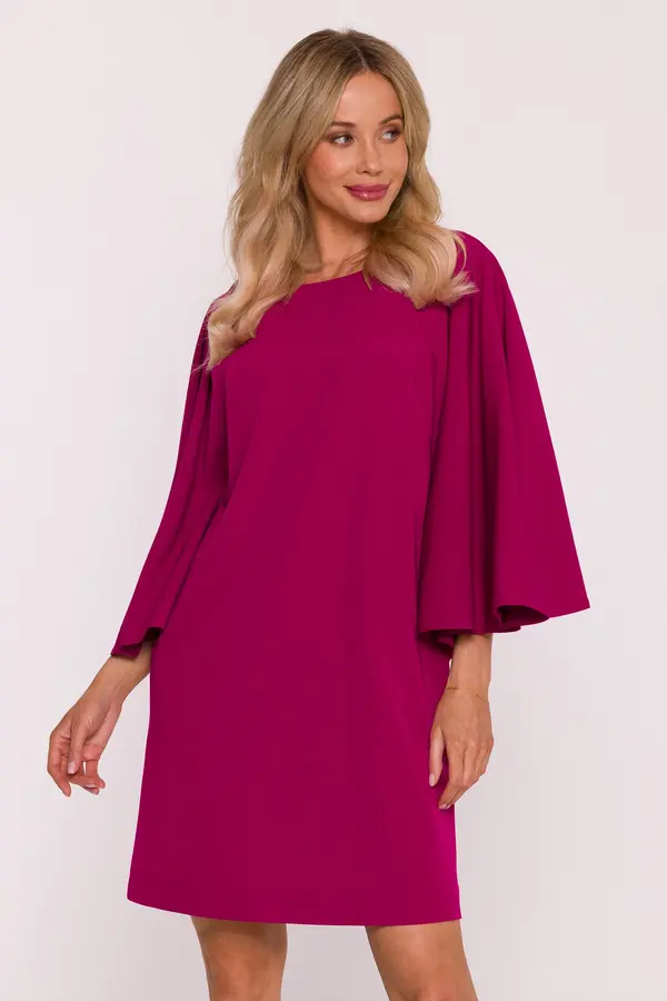 Stylove Stylove Woman's Dress with batwing sleeves - plum