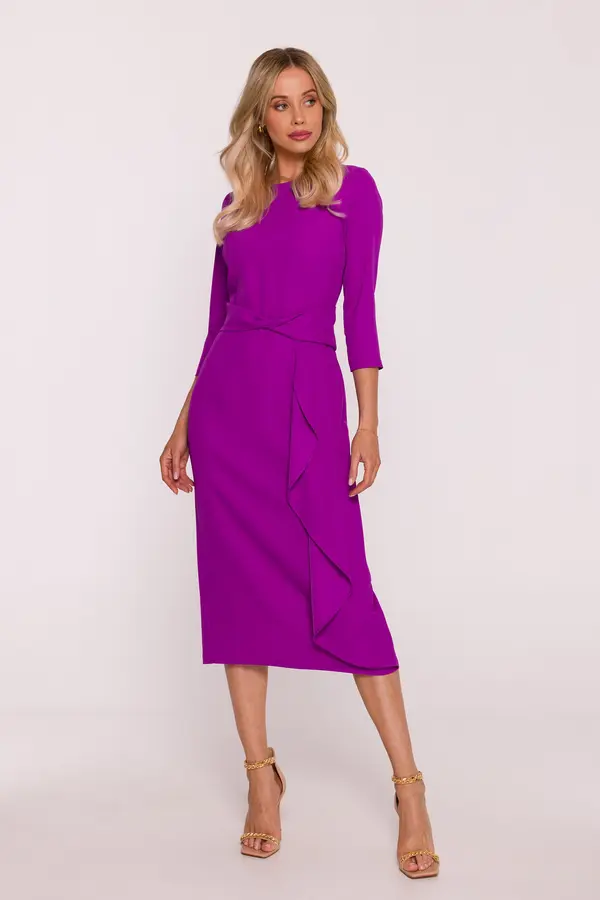 Stylove Stylove Woman's Elegant dress with a decorative ruffle - lavender